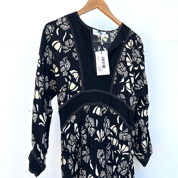 New BA&SH Aude Dress Black White BASH Medium Maxi Long Sundress Viscose Medium - Picture 6 of 9